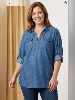 Alison Andrews Double Pocket 3/4 Sleeve Top (L)